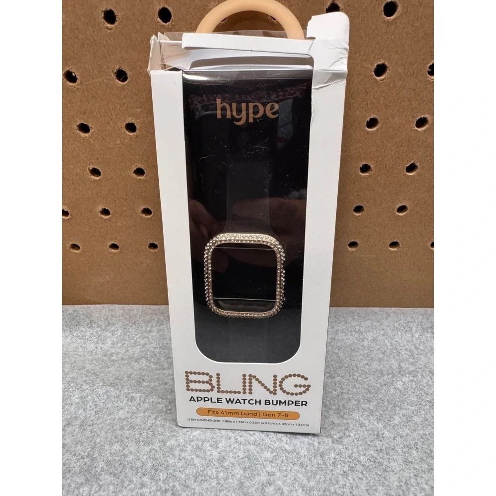 Hype Bling Apple Watch Bumper 41mm Gen 7 8 Rhinestone Rose Gold Open Box